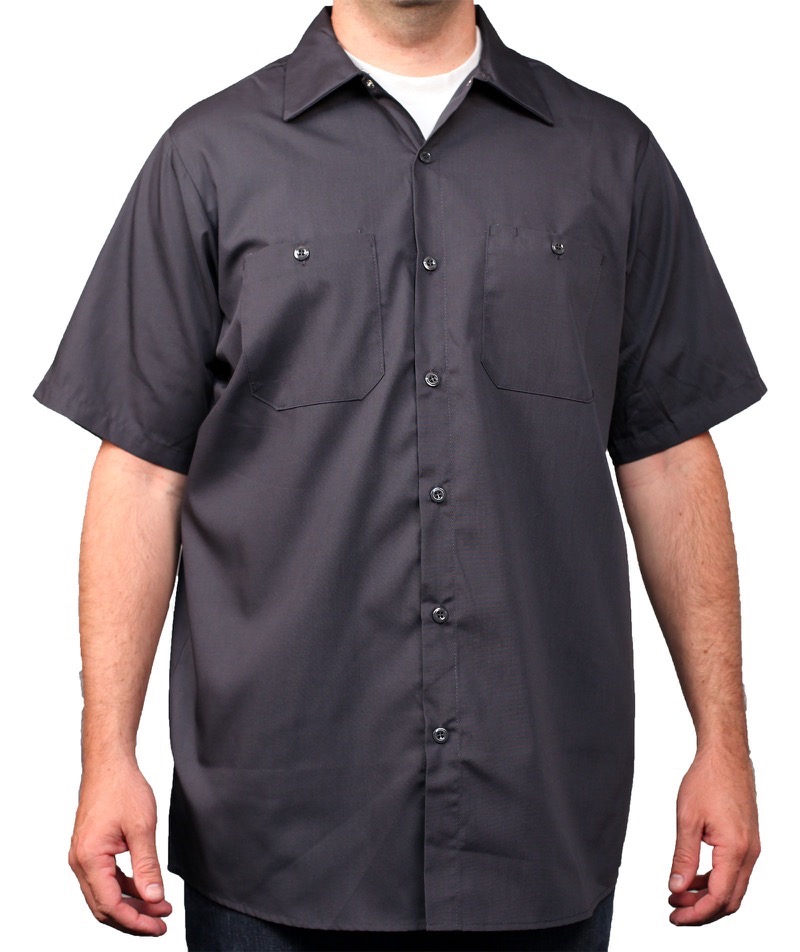 KPO Men's Industrial Button-Down Work Shirts Regular Fit Short Sleeve Breathable Workwear 